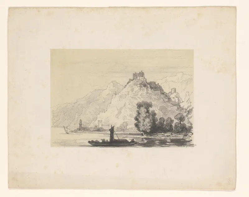 Rivierlandschap met bergen Wall Art by August Allebé - High-Resolution Digital Print