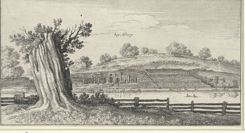 Rivierlandschap met boomstronk nabij Albury Wall Art by Wenceslaus Hollar - High-Resolution Digital Print