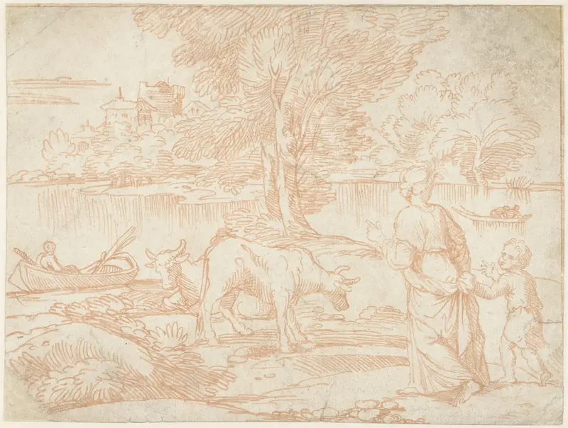 Rivierlandschap met boten Wall Art by Unknown - High-Resolution Digital Print