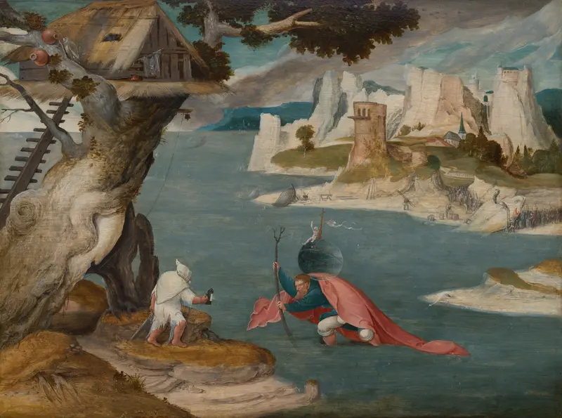Rivierlandschap met de heilige Christoffel Wall Art by Unknown - High-Resolution Digital Print