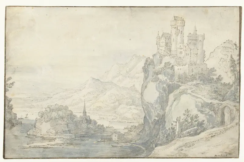 Rivierlandschap met een kasteel op een berg Wall Art by Joos de Momper (II) - High-Resolution Digital Print