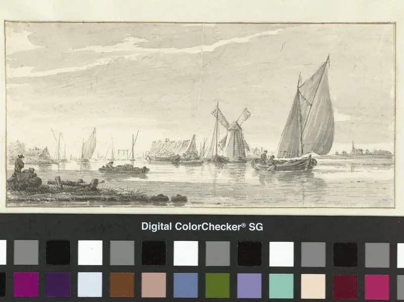 Rivierlandschap met een windmolen Wall Art by Unknown - High-Resolution Digital Print