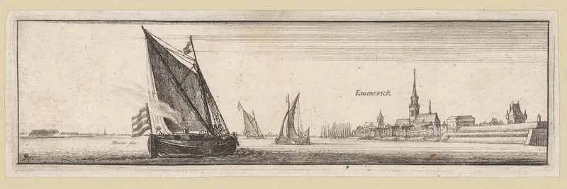 Rivierlandschap met gezicht op Emmerich Wall Art by Wenceslaus Hollar - High-Resolution Digital Print