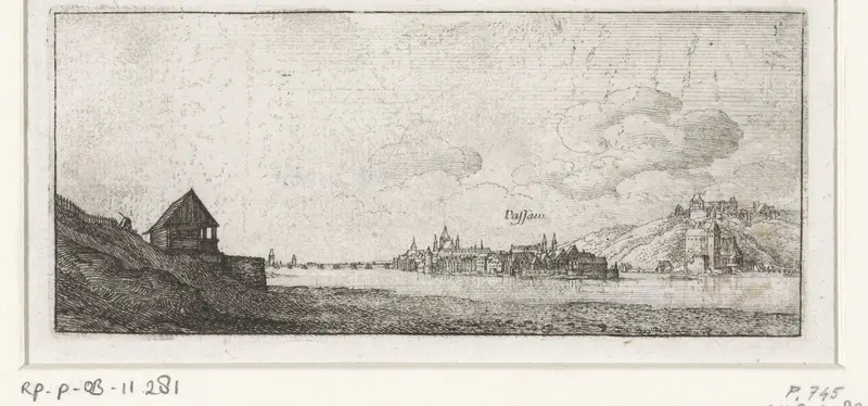 Rivierlandschap met gezicht op Passau Wall Art by Wenceslaus Hollar - High-Resolution Digital Print