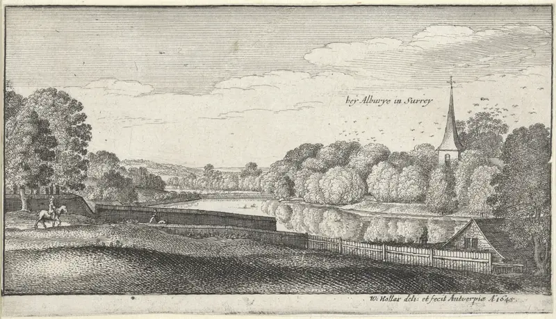 Rivierlandschap met kerk nabij Albury Wall Art by Unknown - High-Resolution Digital Print