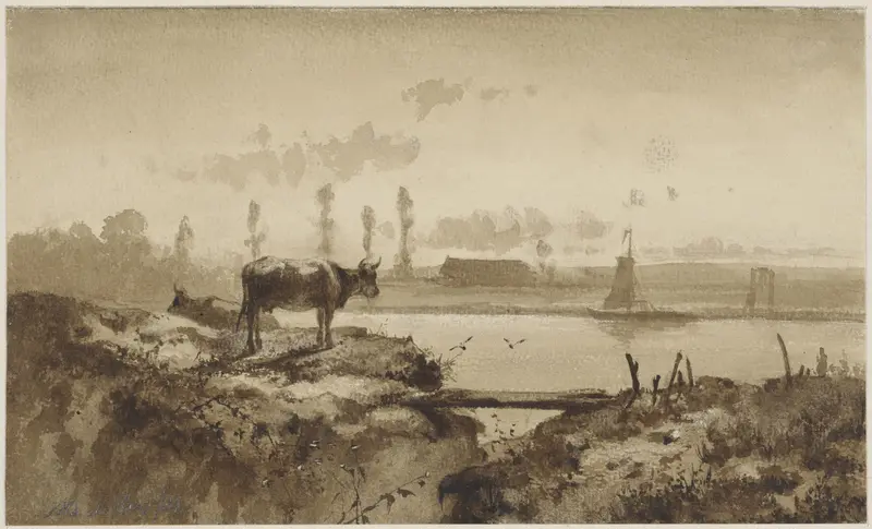 Rivierlandschap met koe Wall Art by Johannes Hubertus Leonardus de Haas - High-Resolution Digital Print