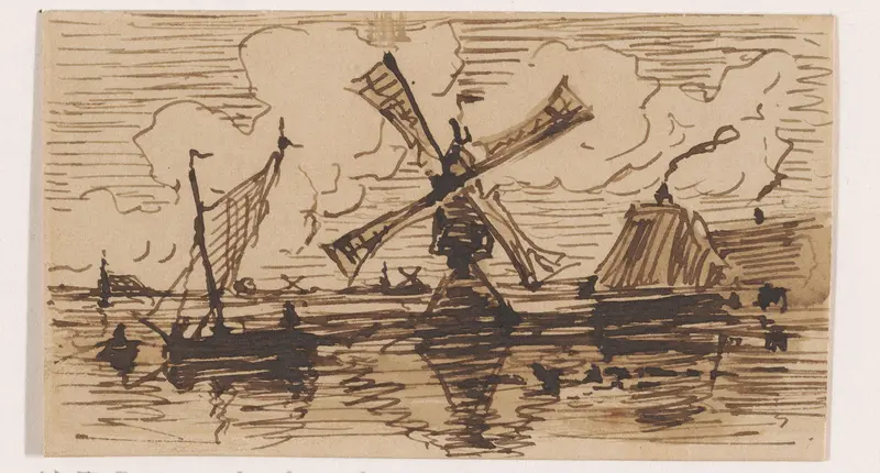 Rivierlandschap met molen Wall Art by Johannes Tavenraat - High-Resolution Digital Print