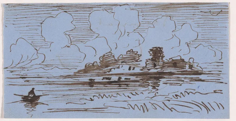Rivierlandschap met roeibootje Wall Art by Unknown - High-Resolution Digital Print
