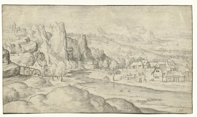 Rivierlandschap met watermolen en steile rotsen Wall Art by anonymous - High-Resolution Digital Print