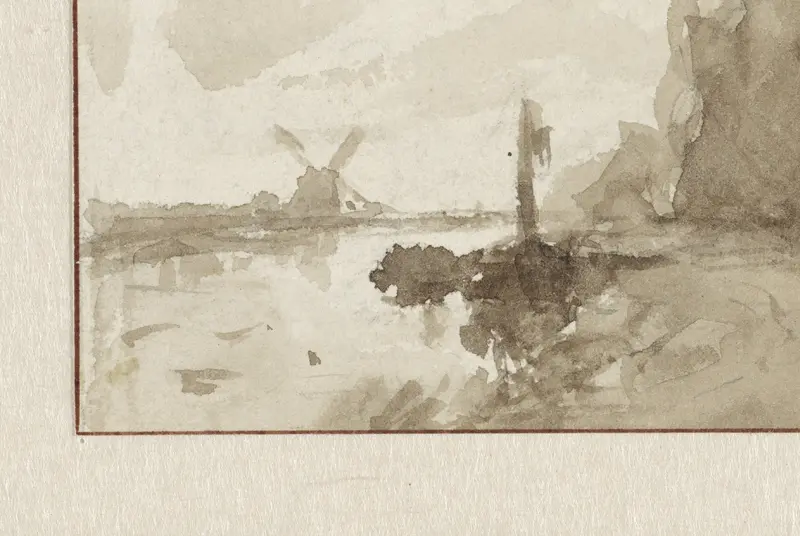 Rivierlandschap te Schiedam, met molen op de achtergrond Wall Art by Willem Roelofs (I) - High-Resolution Digital Print