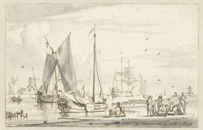 Rivieroever met enkele schepen Wall Art by Abraham Storck - High-Resolution Digital Print