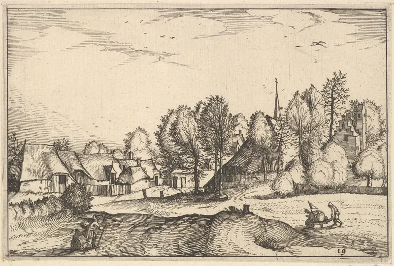 Road into a Village, plate 19 from "Regiunculae et Villae Aliquot Ducatus Brabantiae" Wall Art by Claes Jansz. Visscher - High-Resolution Digital Print
