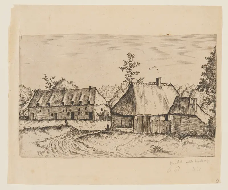 Road Leading to a Stable and a Barn, from Master of the Small Landscape Series Wall Art by Johannes van Doetecum - High-Resolution Digital Print