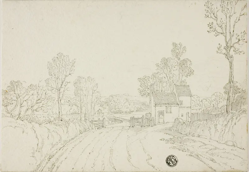 Road Past House in Landscape Wall Art by Unknown - High-Resolution Digital Print
