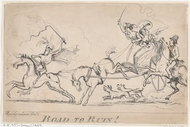 Road to Ruin! Wall Art by Thomas Rowlandson - High-Resolution Digital Print