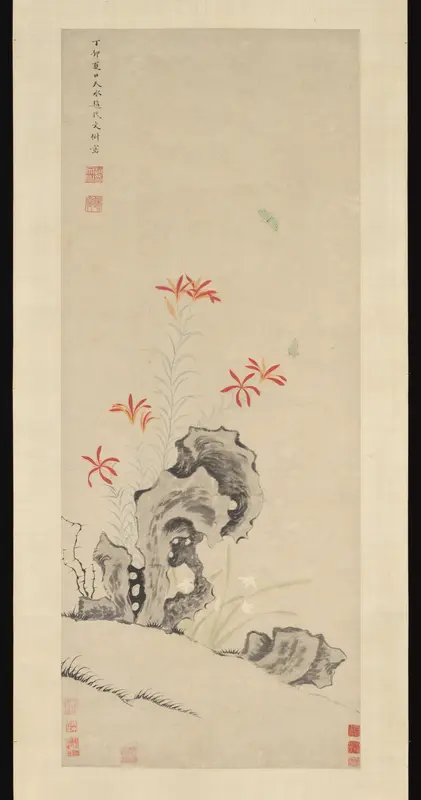 Rock, Tiger Lily and Orchid