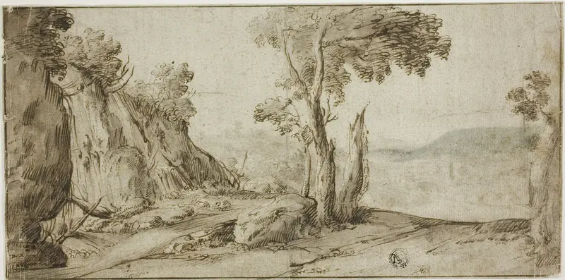Rocks and Trees on Edge of Hill Wall Art by Lodewijk de Vadder - High-Resolution Digital Print