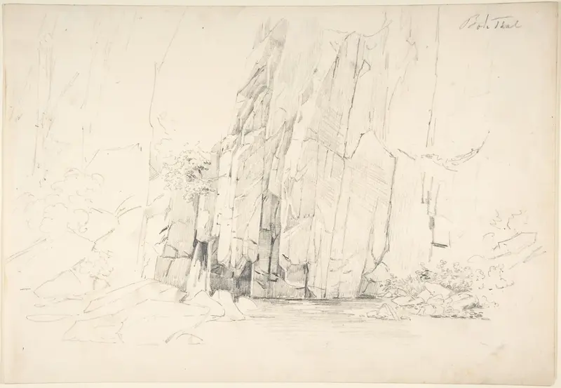 Rocks in the Bode Valley; verso: Small Landscape Studies Wall Art by Karl Blechen - High-Resolution Digital Print