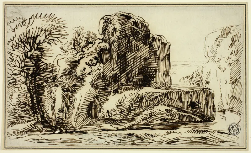 Rocks, Trees, and River Wall Art by Franz Kobell - High-Resolution Digital Print