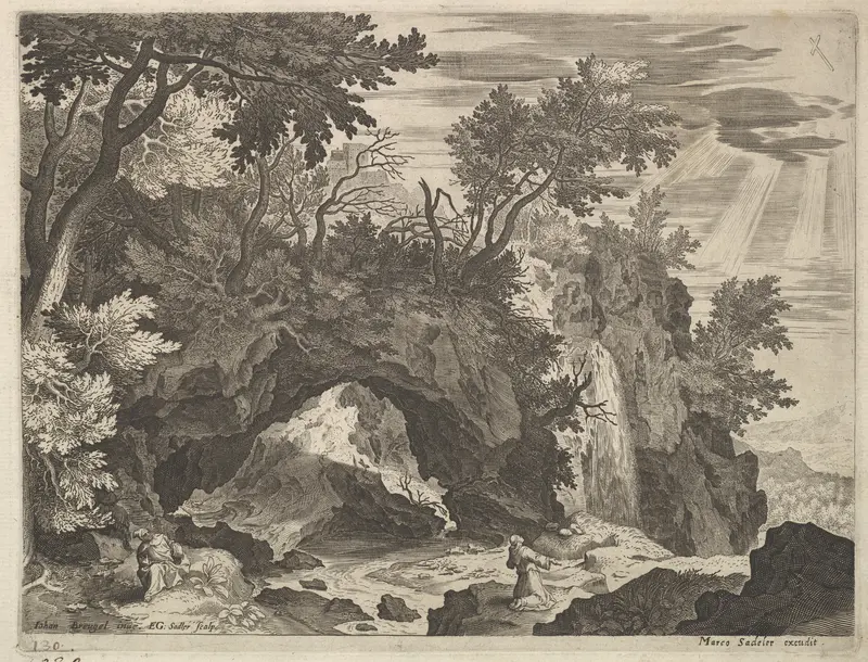 Rocky Landscape with St. Francis Wall Art by Aegidius Sadeler II - High-Resolution Digital Print