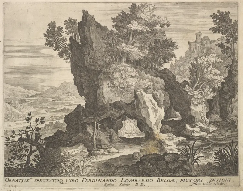 Rocky Landscape with St. Jerome Wall Art by Aegidius Sadeler II - High-Resolution Digital Print