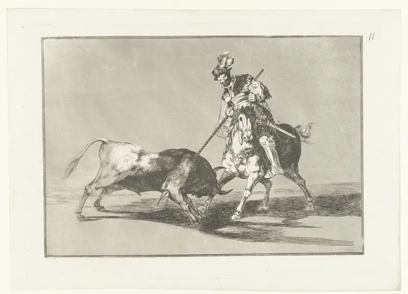 Rodrigo Díaz de Vivar verwondt een stier Wall Art by Francisco de Goya - High-Resolution Digital Print