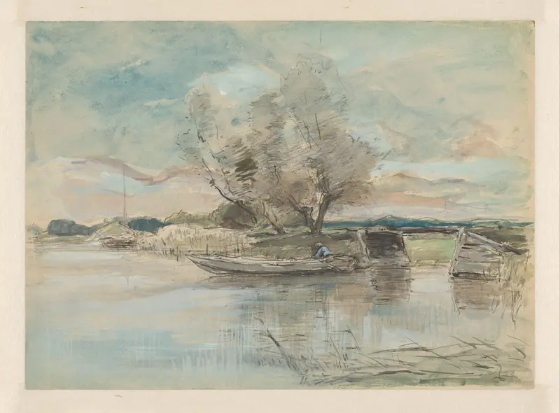 Roeiboot bij de waterkant Wall Art by Pieter H.J.J. Ras - High-Resolution Digital Print
