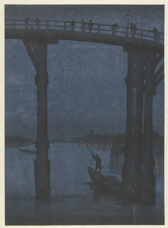 Roeiboot onder brug Wall Art by anonymous - High-Resolution Digital Print