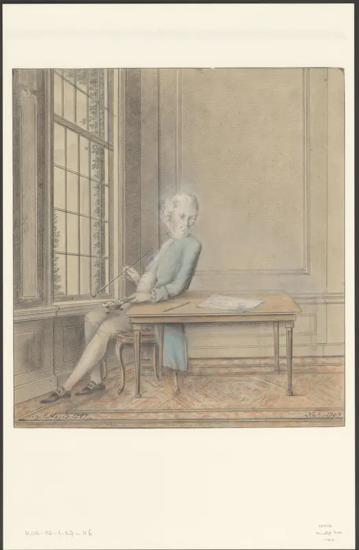 Rokende man aan een tafel Wall Art by Unknown - High-Resolution Digital Print
