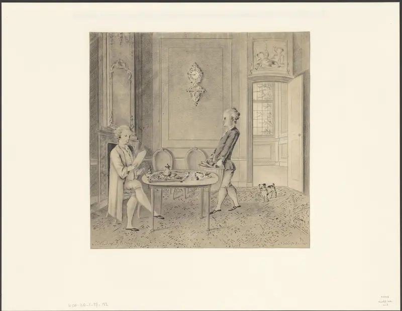 Rokende man en een bediende Wall Art by Unknown - High-Resolution Digital Print