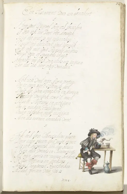 Roker zittend aan een tafel Wall Art by Gesina ter Borch - High-Resolution Digital Print