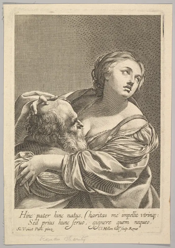 Roman Charity (La Charité Romaine) Wall Art by Claude Mellan - High-Resolution Digital Print