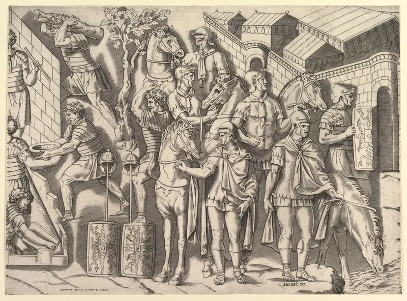 Roman Horsemen, from Trajan's Column, from "Speculum Romanae Magnificentiae"