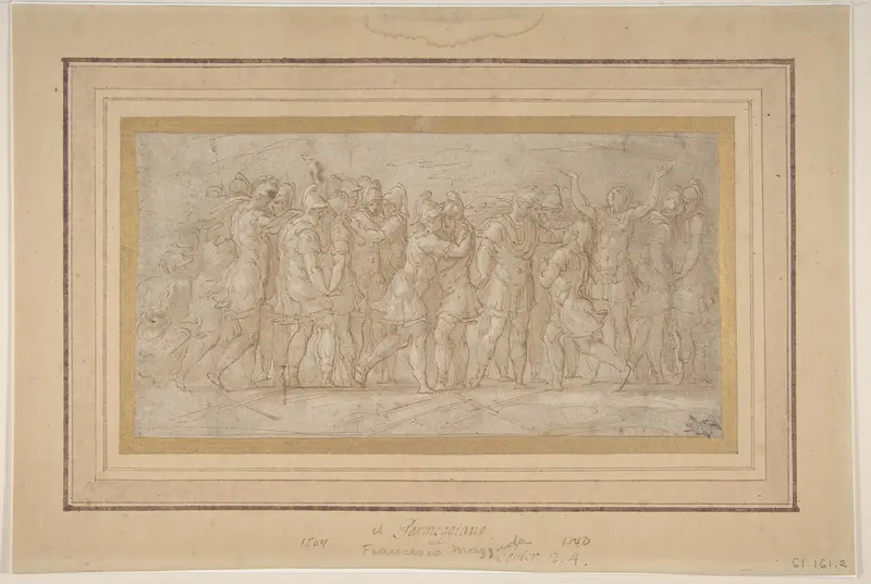 Roman or Greek Warriors Celebrating after a Victory. Wall Art by Parmigianino (Girolamo Francesco Maria Mazzola) - High-Resolution Digital Print