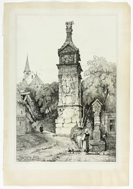 Roman Pillar at Igel, from Facsimiles of Sketches made in Flanders and Germany
