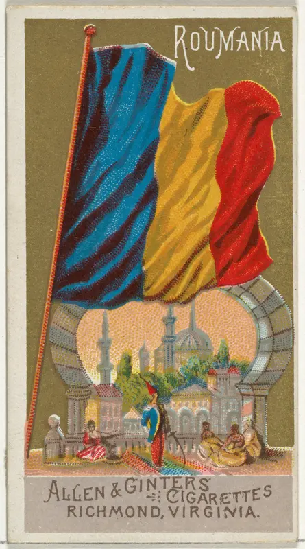 Romania, from Flags of All Nations, Series 1 (N9) for Allen & Ginter Cigarettes Brands Wall Art by Allen & Ginter - High-Resolution Digital Print