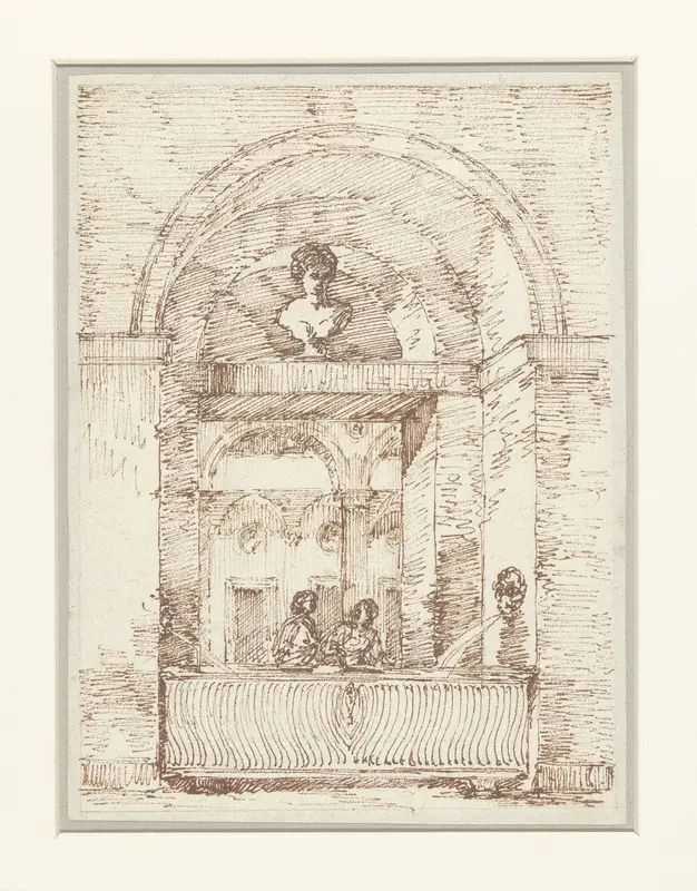 Romeins portiek met twee vrouwen die water halen Wall Art by Victor Jean Nicolle - High-Resolution Digital Print