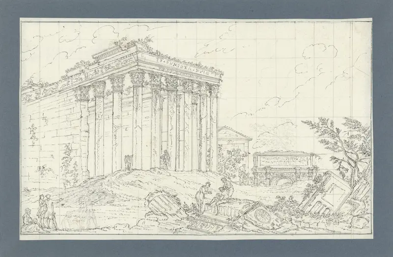 Romeinse tempels en ruïnes met bezoekers Wall Art by anonymous - High-Resolution Digital Print