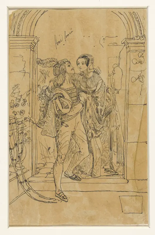 Romeo en Juliette in 15e eeuws kostuum Wall Art by Rodolphe Bresdin - High-Resolution Digital Print