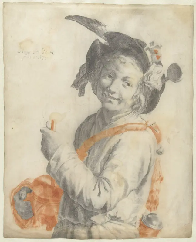 Rommelpotspelende jongen Wall Art by Anna van N.H. - High-Resolution Digital Print