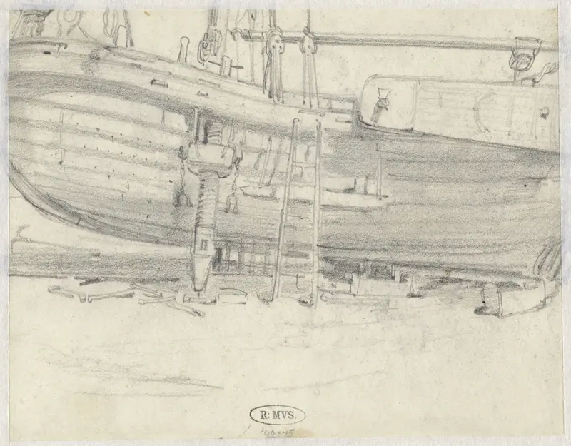 Romp van een zeilschip, dat opgeknapt wordt Wall Art by Unknown - High-Resolution Digital Print