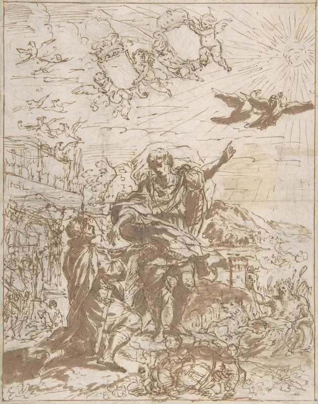 Romulus Receiving the Augury Wall Art by Anonymous, Italian, Roman-Bolognese, 17th century - High-Resolution Digital Print