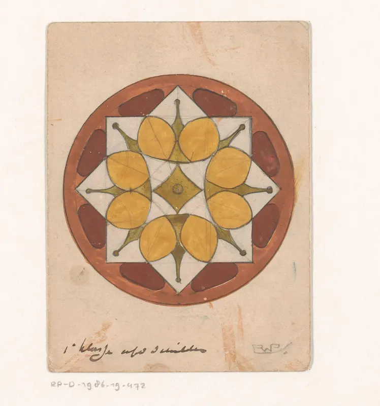 Rond ornament met bladmotief Wall Art by Unknown - High-Resolution Digital Print