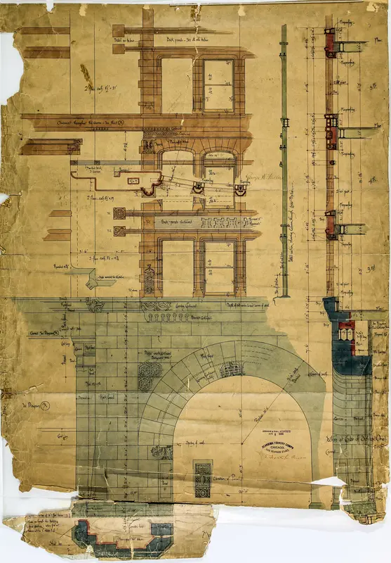 Rookery Building, Chicago, Illinois, Elevation and Section Wall Art by Burnham and Root - High-Resolution Digital Print