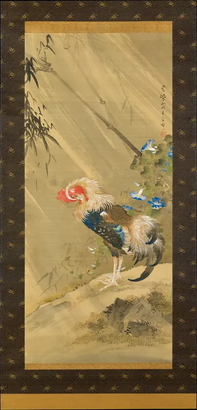 Rooster in a Storm Wall Art by Sō Shizan - High-Resolution Digital Print