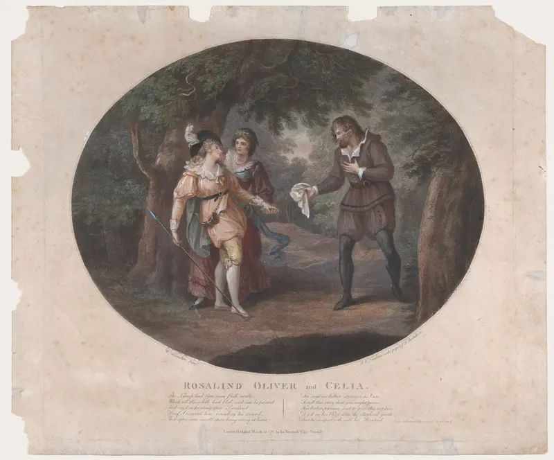 Rosalind, Oliver and Celia (Shakespeare, As You Like It, Act 4, Scene 6) Wall Art by Peltro William Tomkins - High-Resolution Digital Print