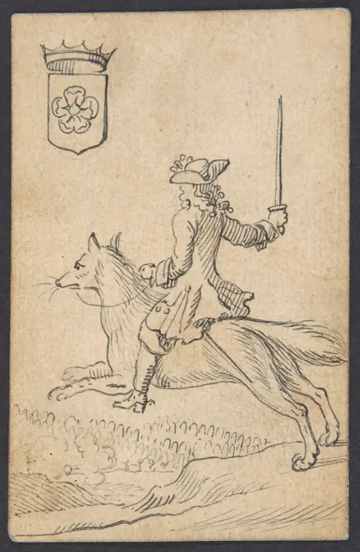 Rose King: A Man Astride a Fox Wall Art by Johannes Brandenberg - High-Resolution Digital Print