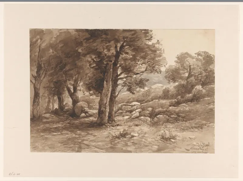 Rotsachtig landschap met bomen Wall Art by Unknown - High-Resolution Digital Print