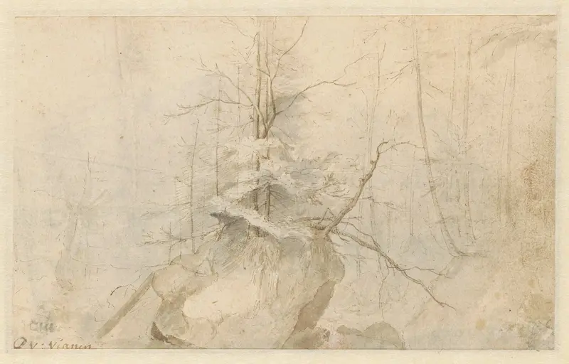 Rotsachtig landschap met bomen Wall Art by Paulus Willemsz. van Vianen - High-Resolution Digital Print