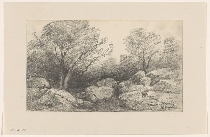 Rotsachtig landschap met bomen, Fontainebleau Wall Art by Unknown - High-Resolution Digital Print